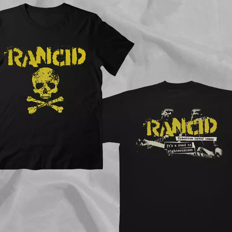 Rancid 90S Punk Rock Band Retro Black Double Sided T-Shirt