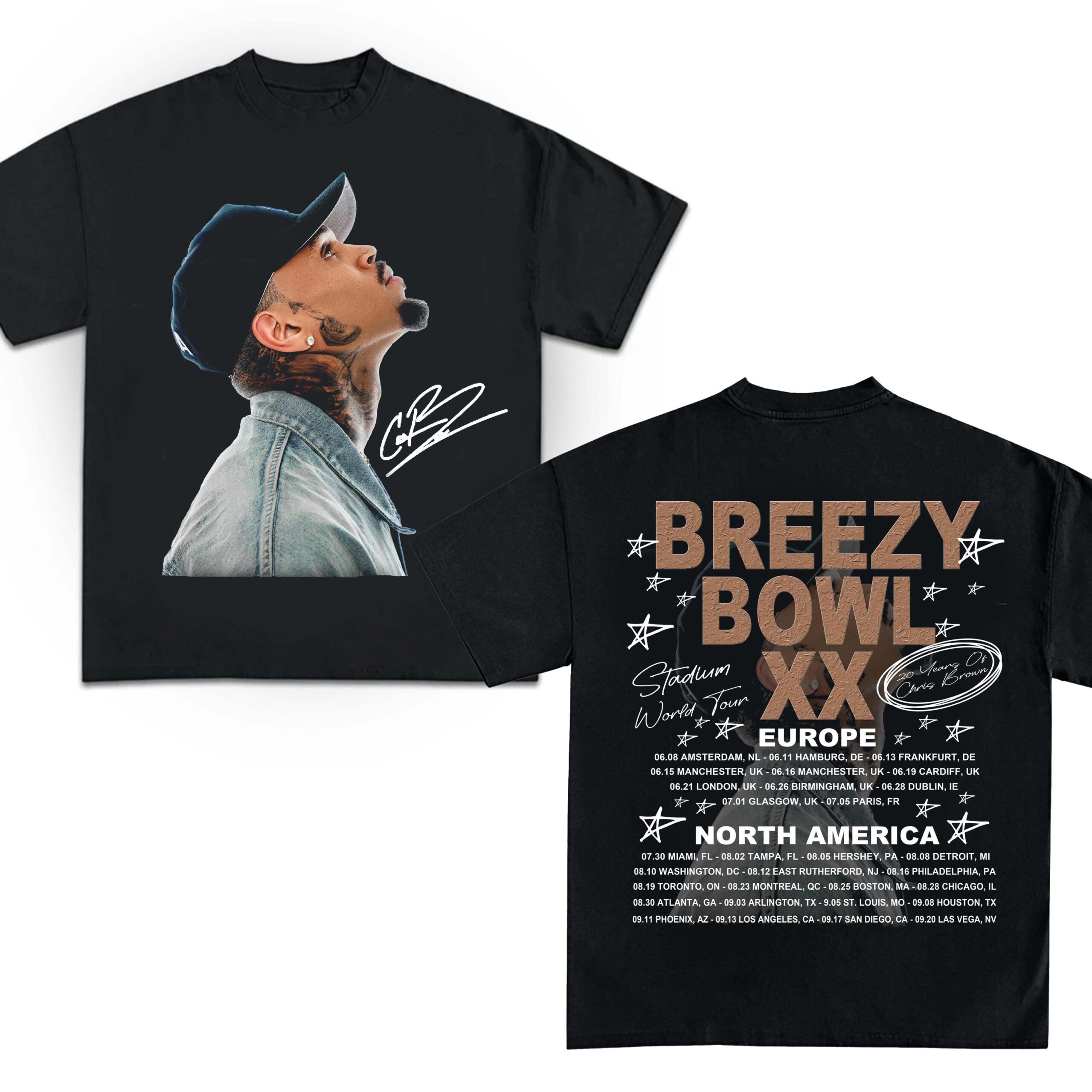 Chris Brown Tour Shirt, 2025 Chris Brown Tour Breezy Bowl Xx T-Shirt, Chris Brown Graphic Shirt