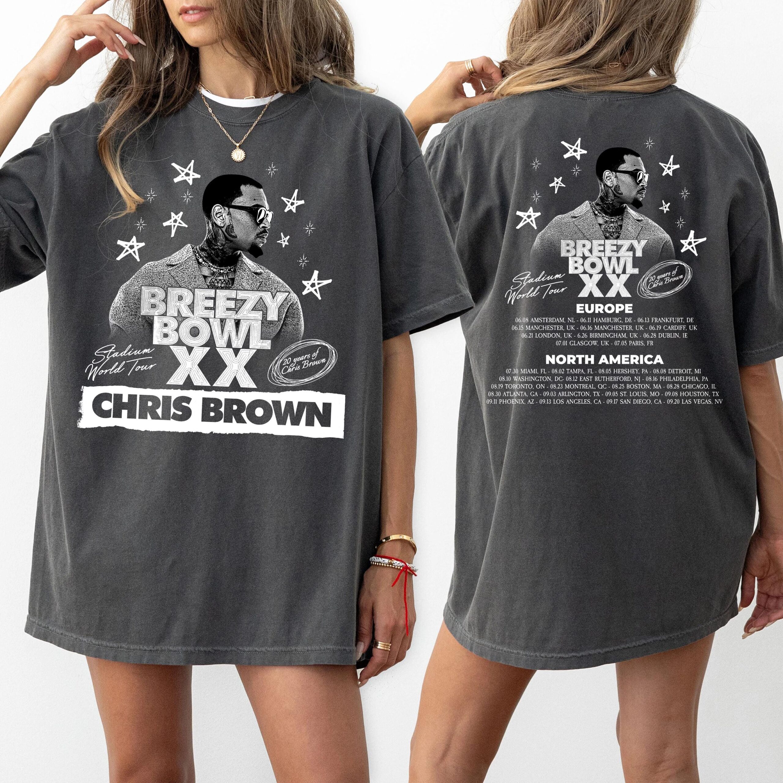 Chris Brown Breezy Bowl Xx Tour 2 Sided T-Shirt, Chris Brown Album Shirt, Chris Brown Fan Gift