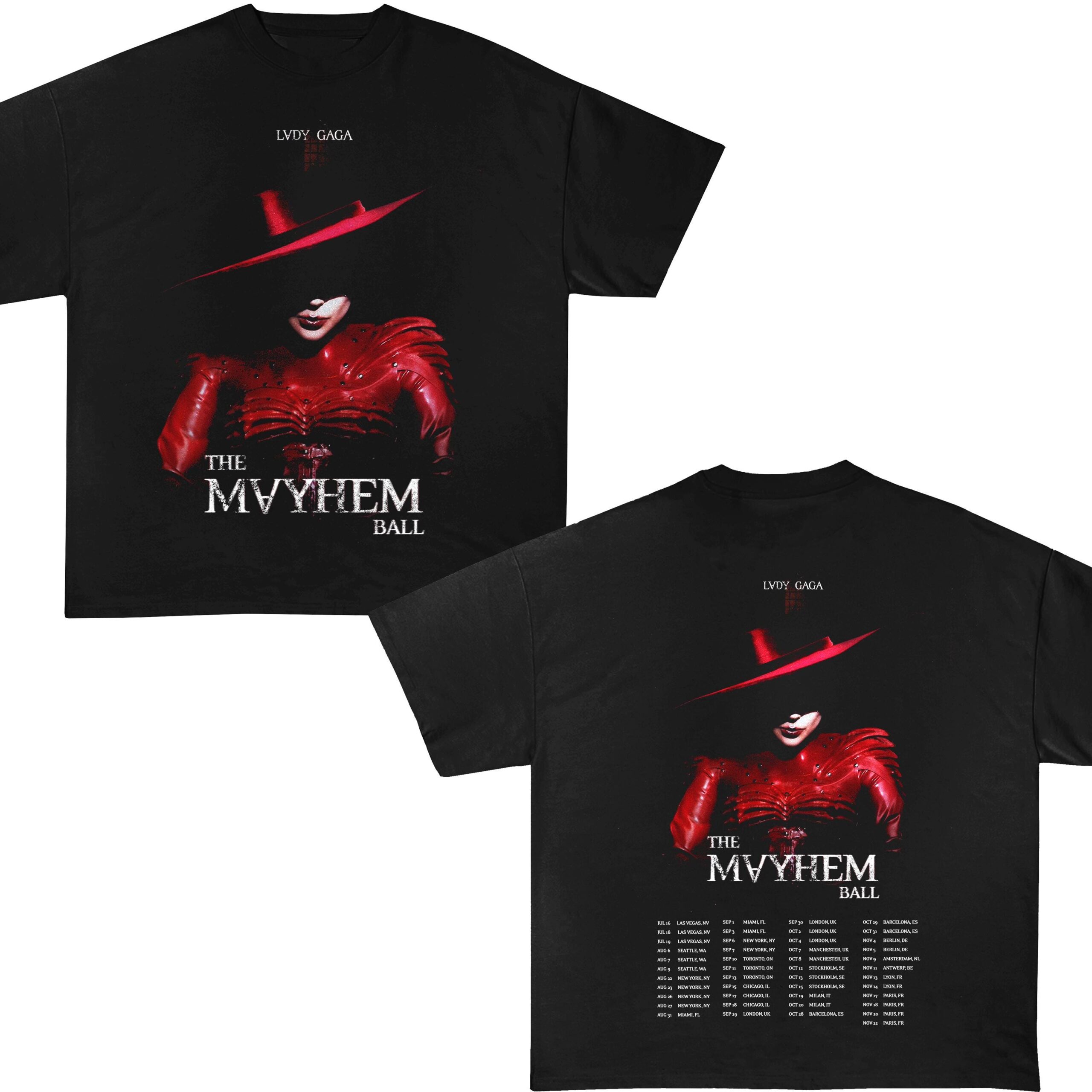 The Mayhem Ball Tour TShirt, 2 Sided Design Tee, Lady Gaga Shirt
