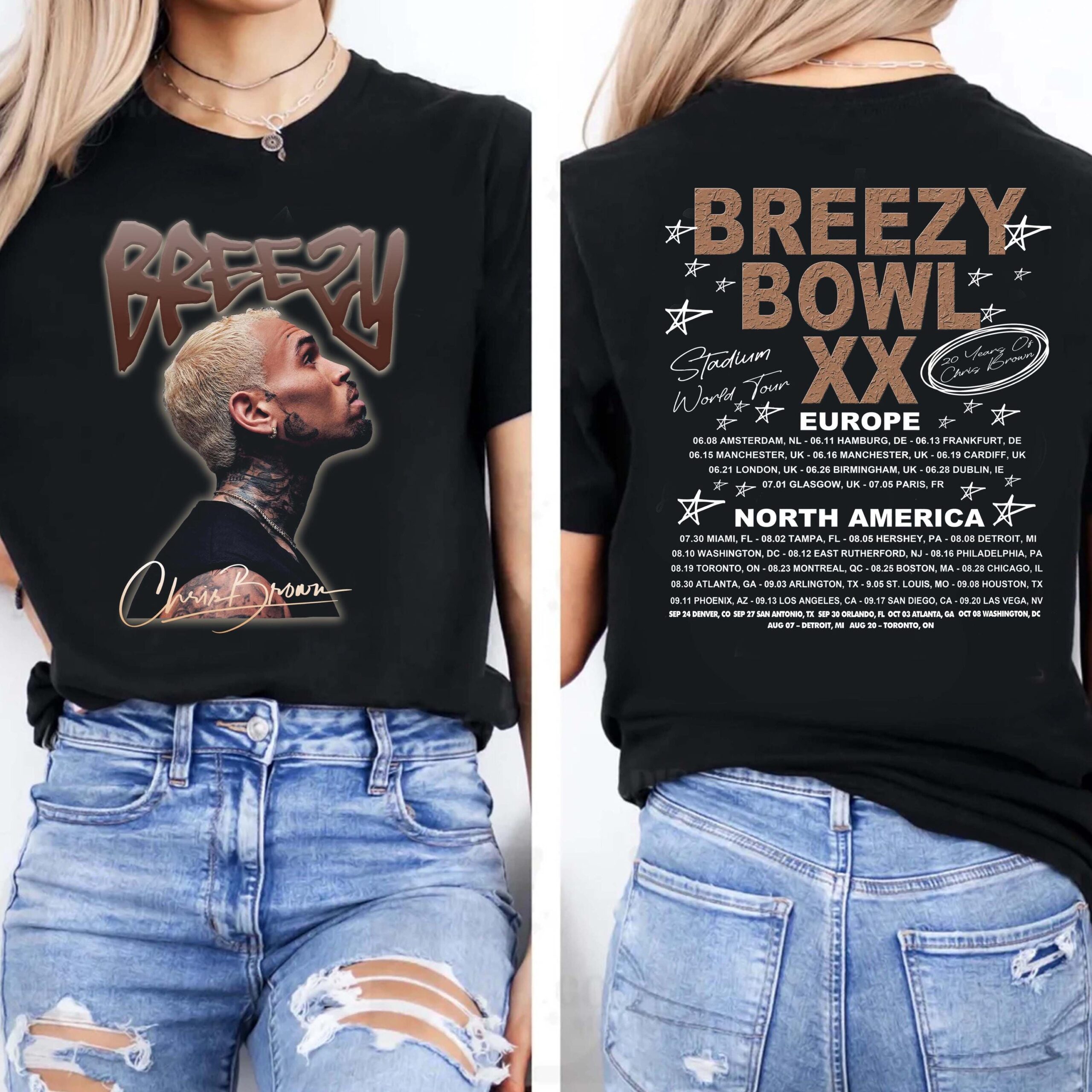 Chris Brown Tour Shirt, 2025 Chris Brown Tour Breezy Bowl Xx T-Shirt, Chris Brown Graphic Shirt