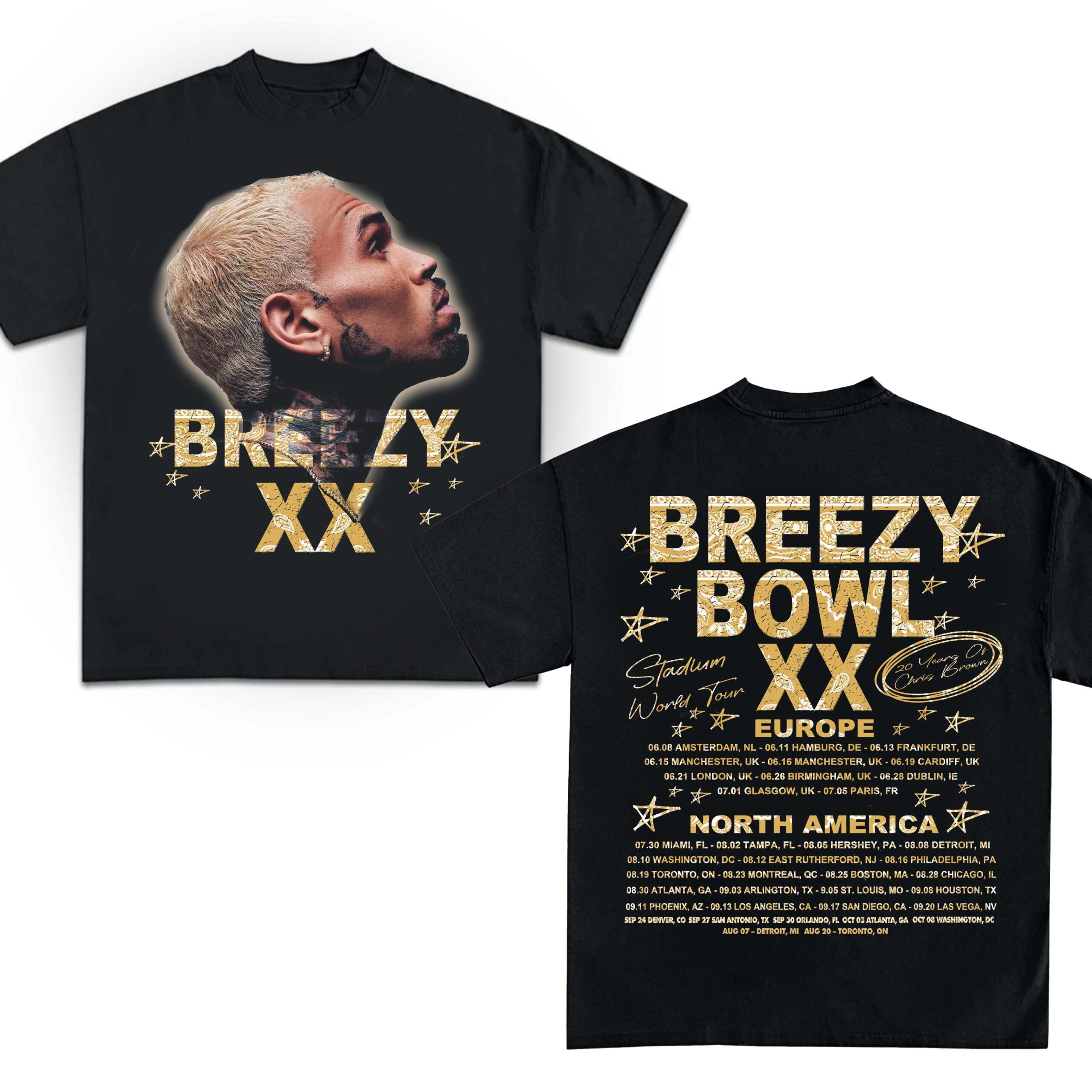 Chris Brown Tour Shirt, 2025 Chris Brown Tour Breezy Bowl Xx T-Shirt, Chris Brown Graphic Shirt