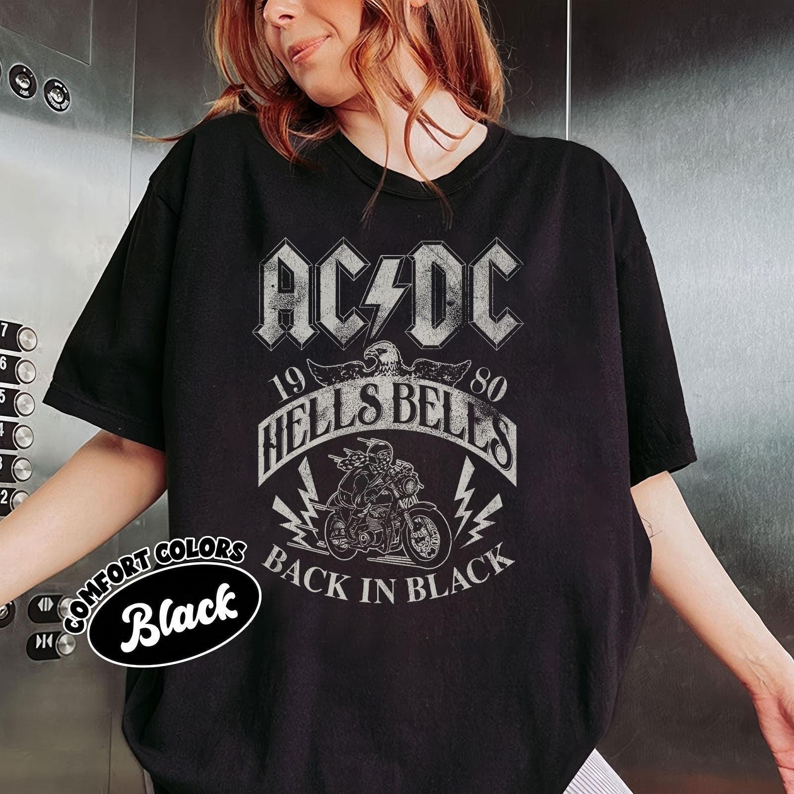 Acdc 1980 Hells Bells Shirt, Acdc Band Vintage Shirt, Rock N Roll TShirt, Music Love Tee, Pwr Up Tour 2025 Shirt For Fan