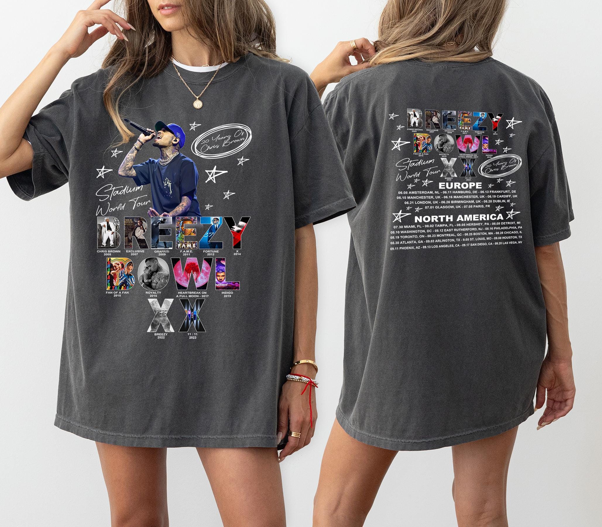 Chris Brown Breezy Bowl Xx Tour 2 Sided Teechris Brown Album Shirt