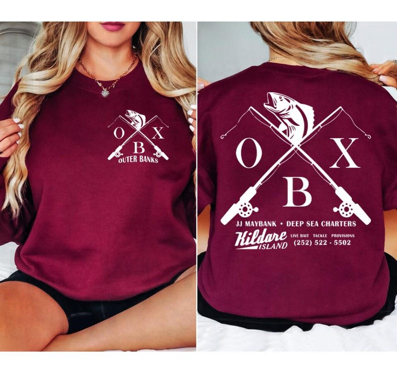 Vintage Jj Maybank Fishing Charters 2 Side Unisex Sweatshirt, Maybank Outer Banks Sweatshirt, Obx Sweatshirt
