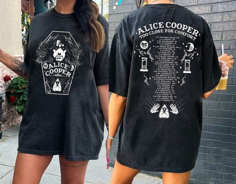 Alice Cooper Tour Dates T-Shirt, Alice Cooper Rock Music, Vintage, Fan Gift