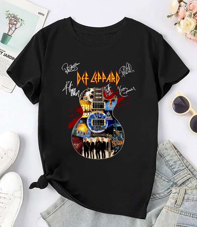 Def Leppard Siagntures Guitar T-Shirt, Def Leppard Band Shirt, Def Leppard 90S Vintage Shirt