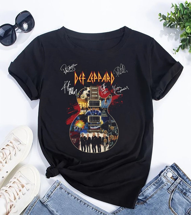 Def Leppard Siagntures Guitar T-Shirt, Def Leppard Band Shirt, Def Leppard 90S Vintage Shirt