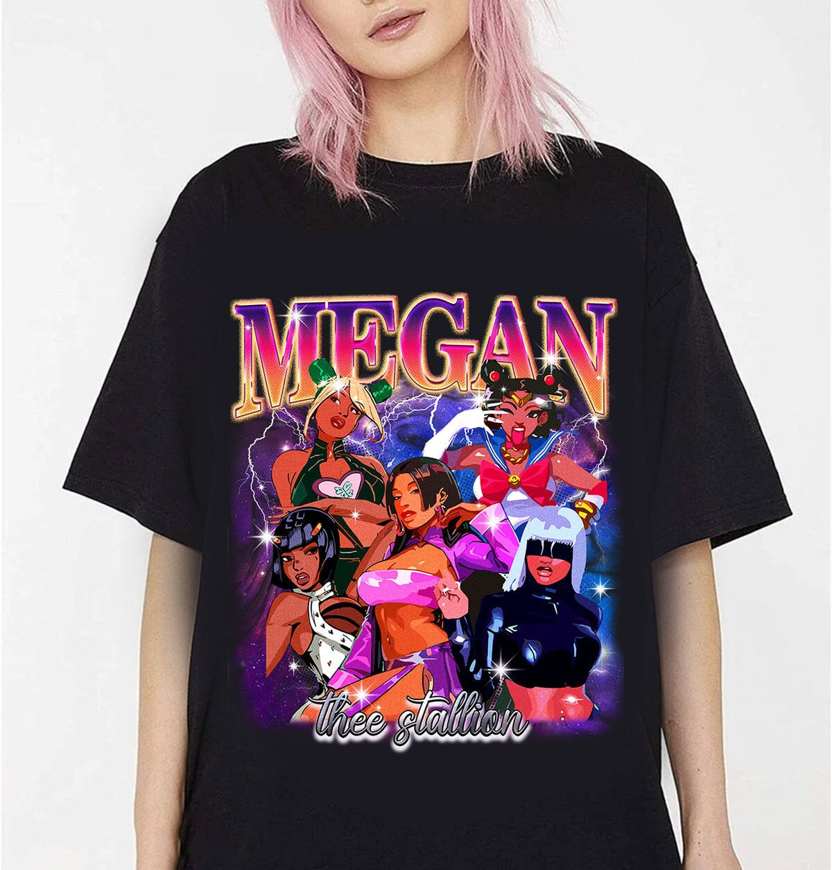 Vintage Megan Thee Stallion 90S Anime Shirt, Megan Cosplay ArShirt, Stallion Fan Shirt, Hot Girl Summer Tour