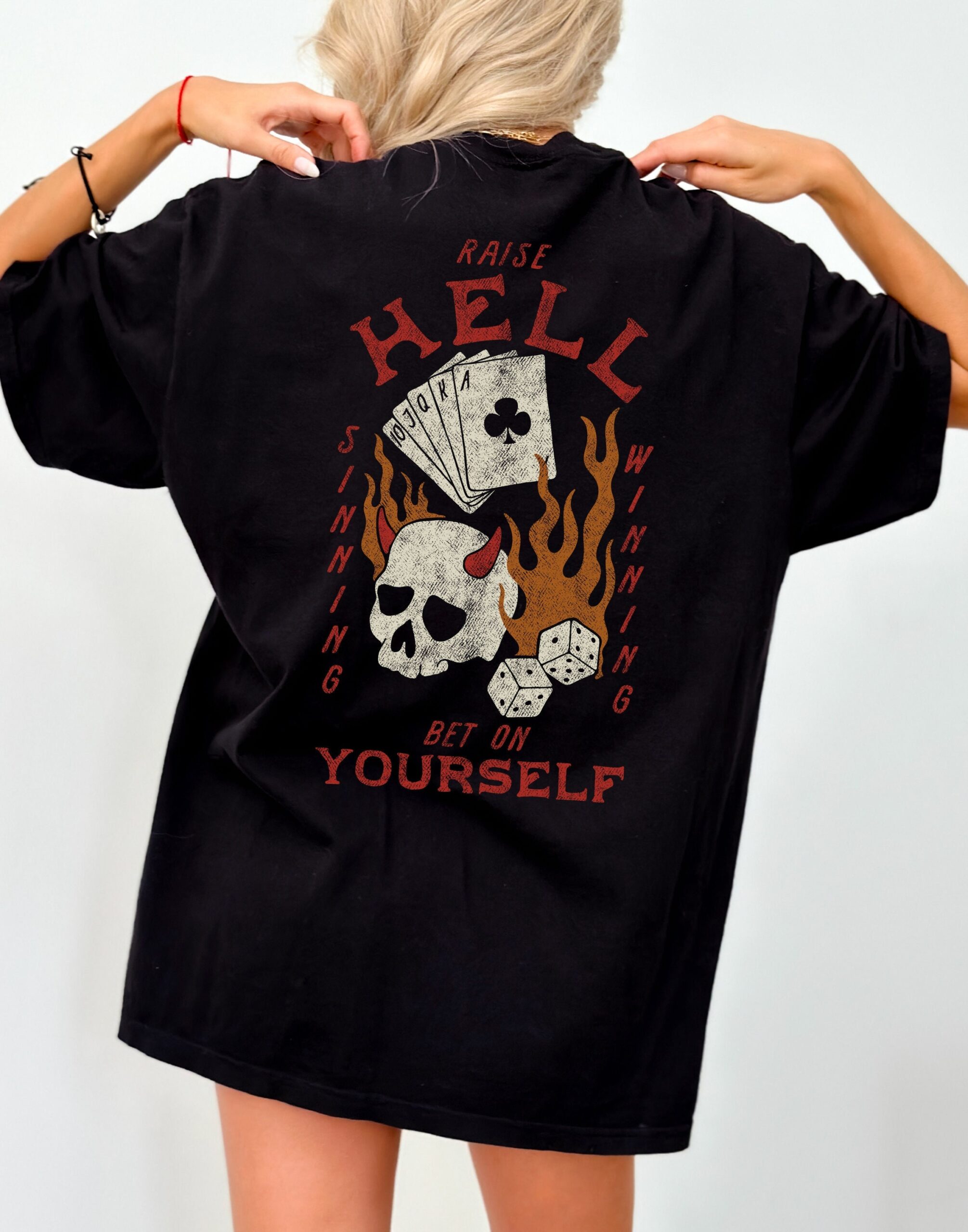 Raise Hell Bet On Yourself Shirt, Vintage Inspired Grunge Goth Punk Metal Rock Skull Shirt