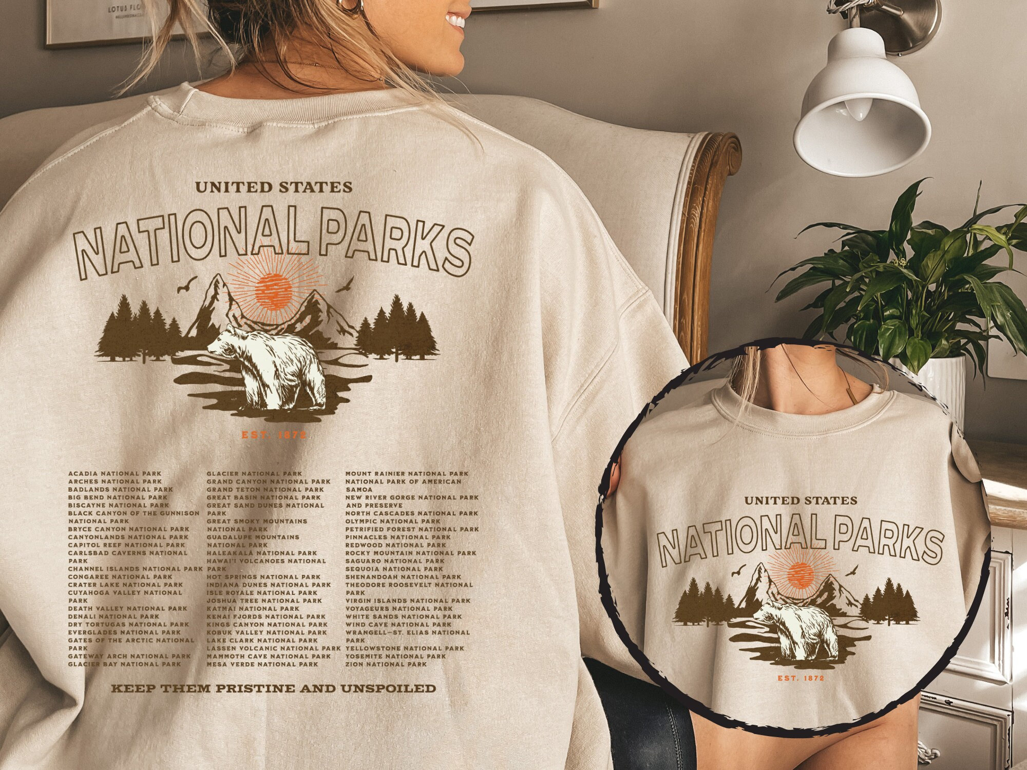 National Parks Crewneck Park Ranger Aesthetic Mountain SweatShirt Retro Environmental Camping Clothes Forestcore Granola Girl Indie Shirt