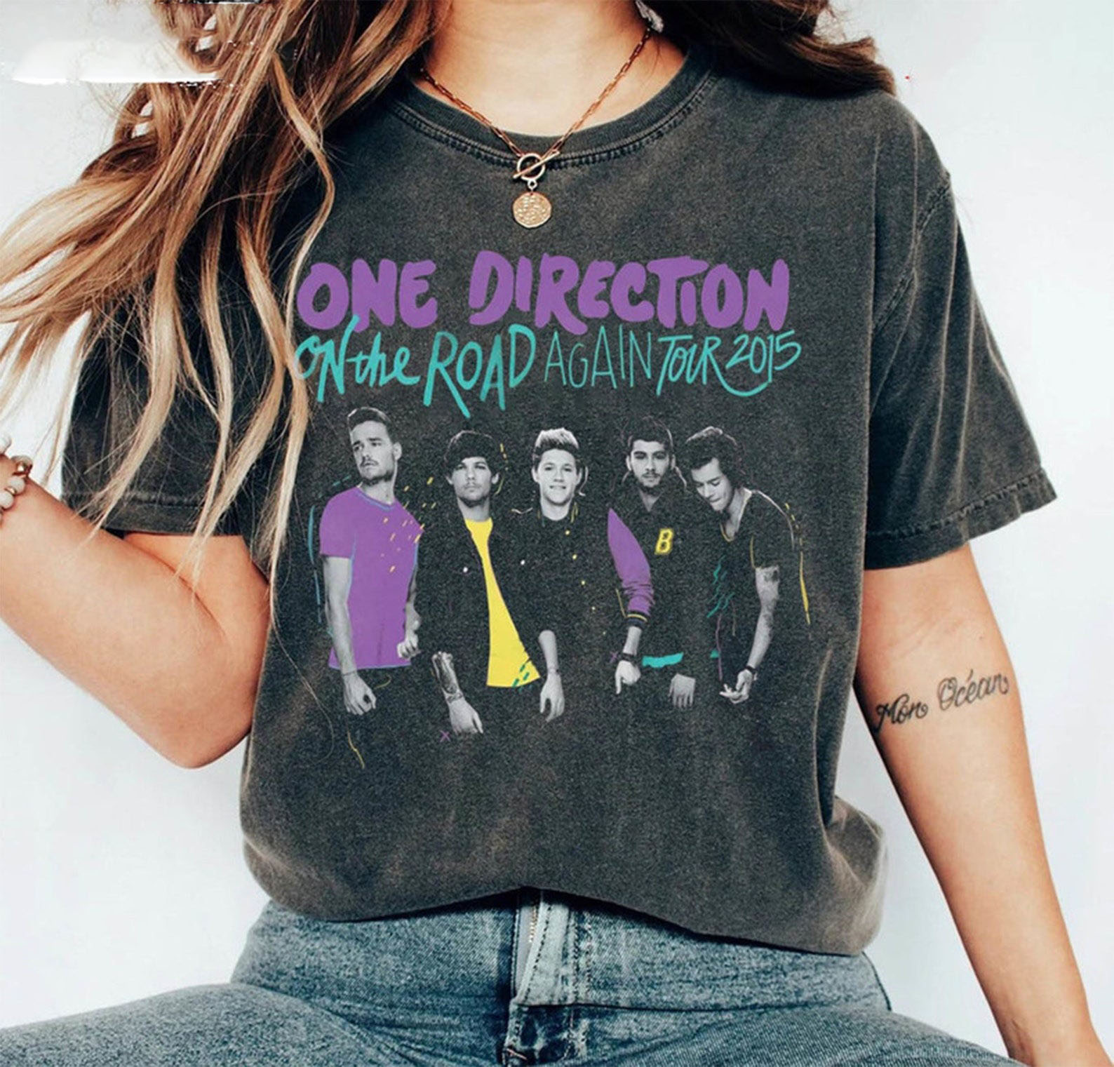 Vintage 1D On The Road Agan Tour Shirt, 1Direction Band Shirt, One Direction On The Road Again Tour 2015 Merch