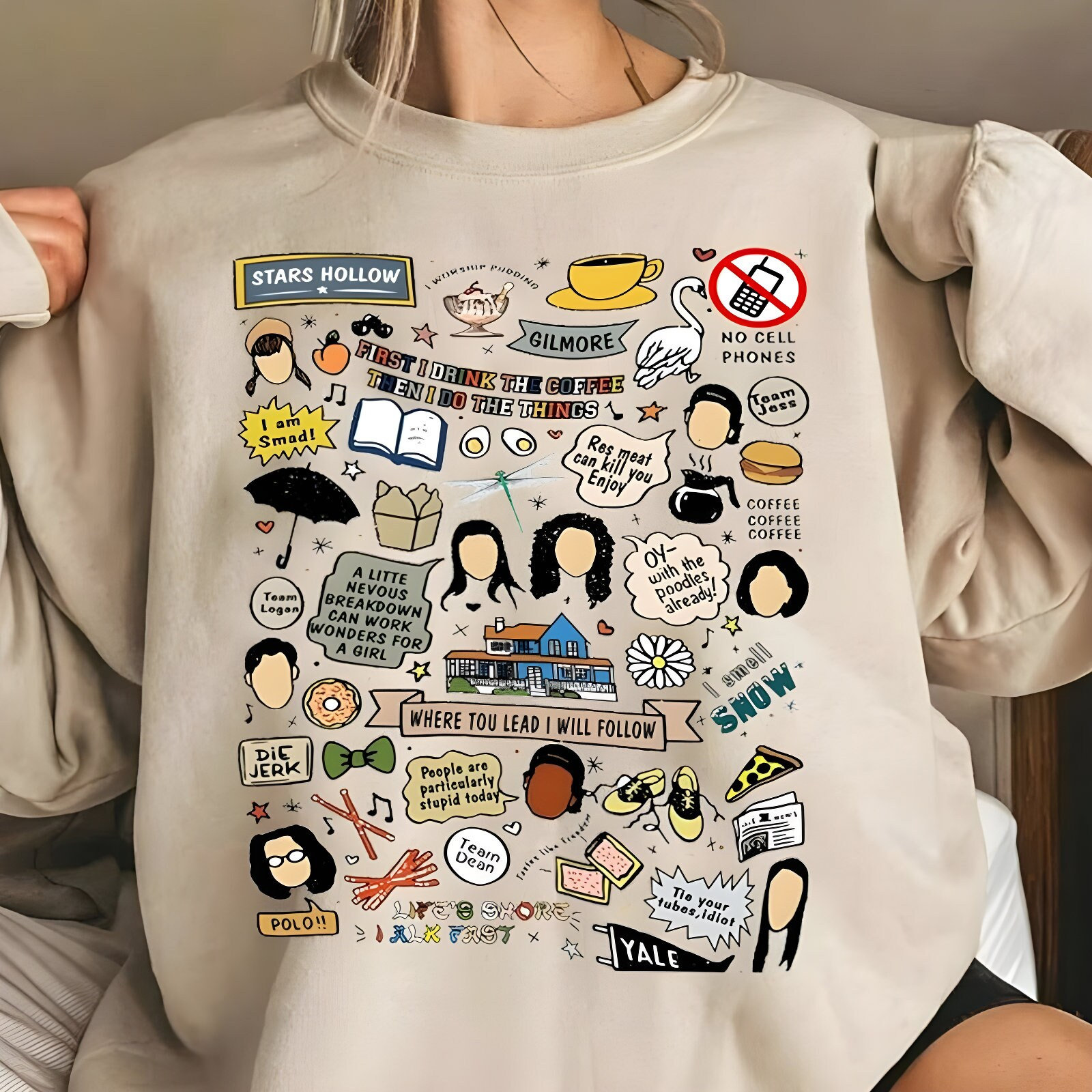 Vintage Stars Hollow Sweatshirt, Gilmore Girls Sweatshirt, LukeS Diner Coffee TShirt