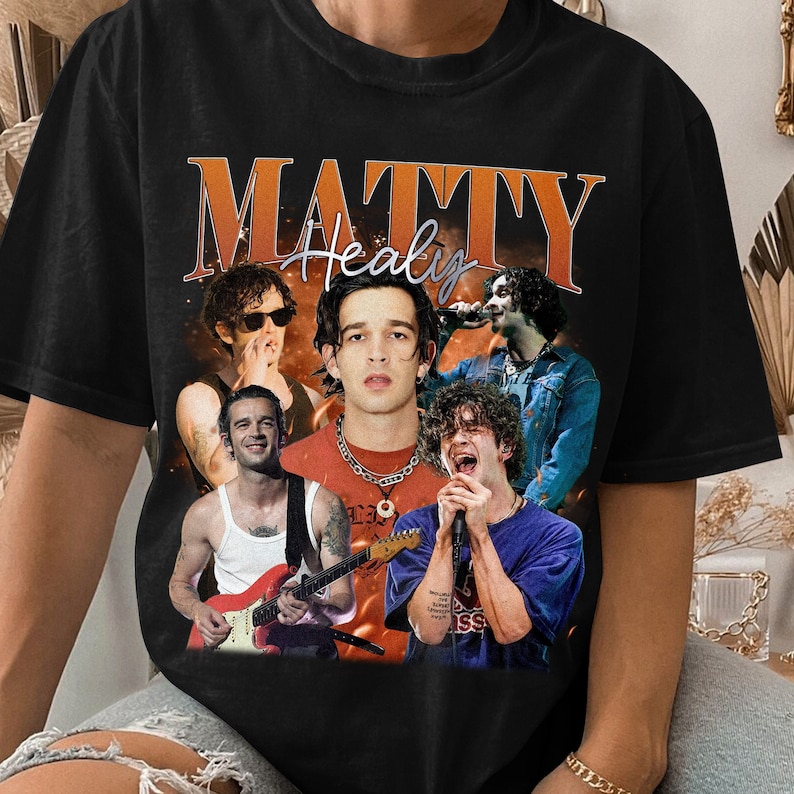 Matty-Healy Vintage Washed T-Shirt, Pop Rock Band Homage Graphic Unisex Long Sleeve, Bootleg Retro 90S Fans Unisex Shirt