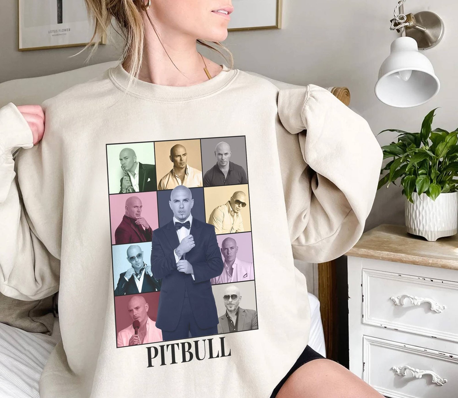 Pitbull Sweatshirt, Vintage Pitbull Homage Sweatshirt, Pitbull Rap Hip Hop Sweatshirt
