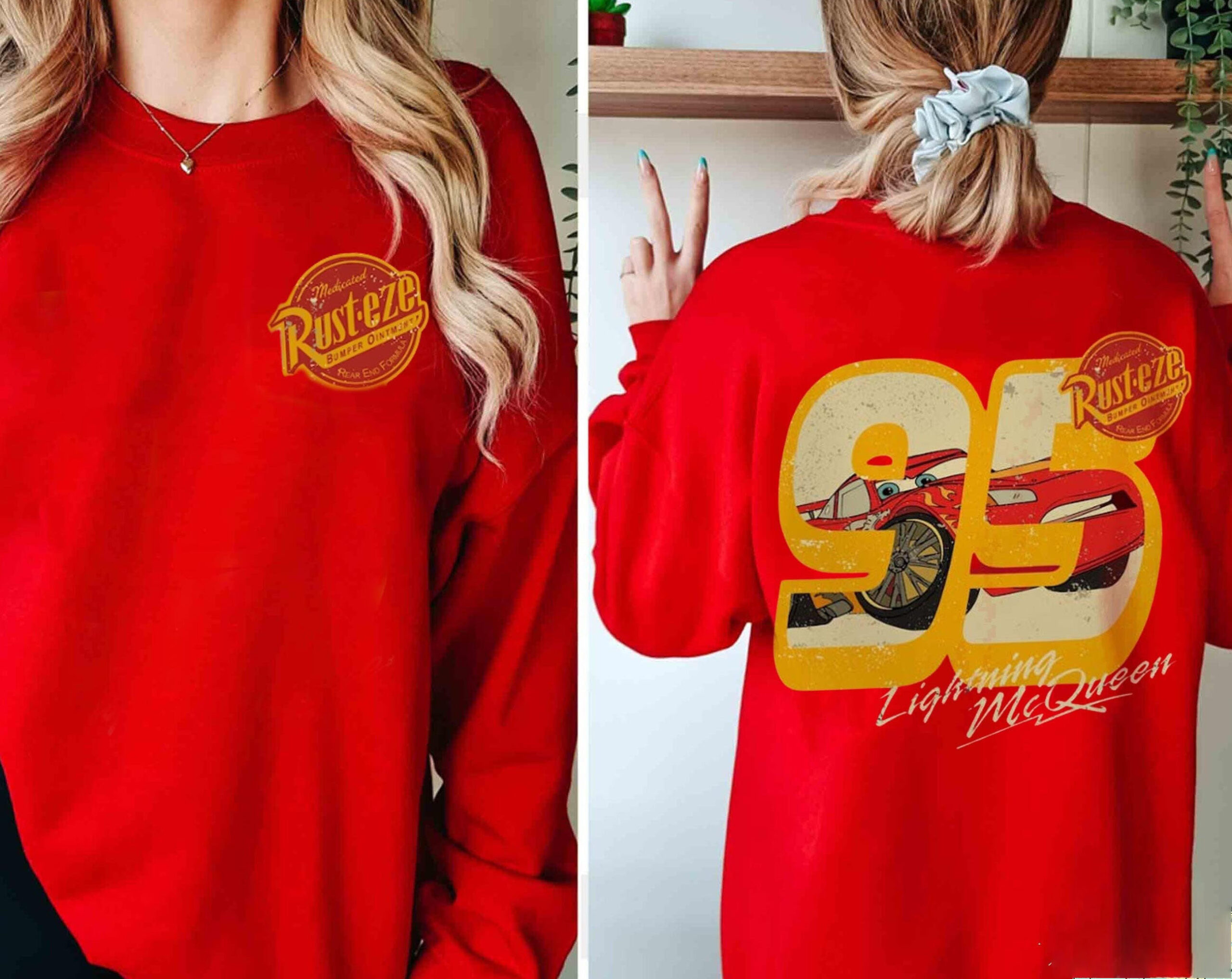 Vintage Lightning Mcqueen Sweatshirt, Rust-Eze Sweatshirts, Lighting Mcqueen 95 Sweatshirt