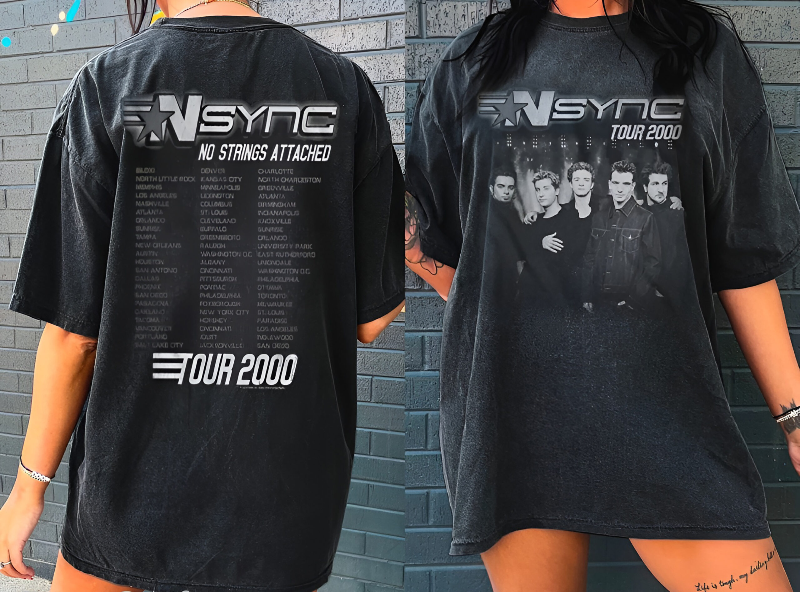 Nsync No Strings Attached Black Shirts, Vintage Nsync Bye Bye Bye Tour Tee Shirt, Nsync T-Shirt, Nsync Shirt
