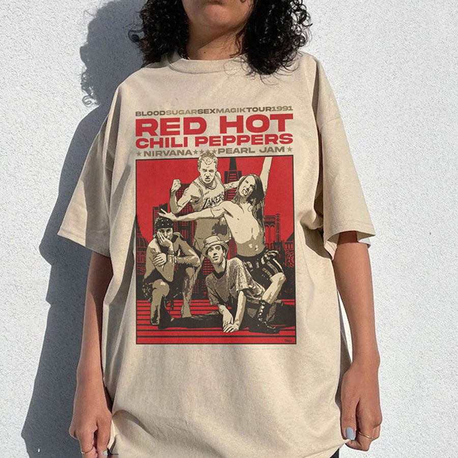 Vintage Rhcp Tour 1991 Tee, Red Hot Chili Peppers Shirt, Red Hot Chili Peppers Rock Band TShirt