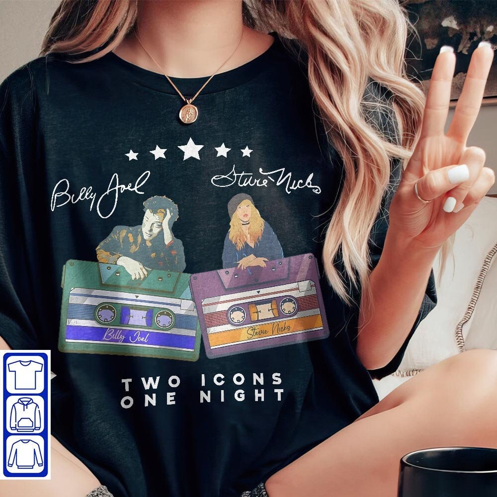 Vintage Cassette Tape Two Icons One Night Bill Joel And Nick Stevie Tour Shirt