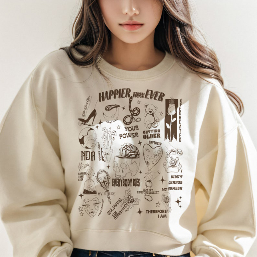 Happier Than Ever Hotline T-Shirt, Billie Sweatshirt, Happier Than Ever Vintage Sweatshirt
