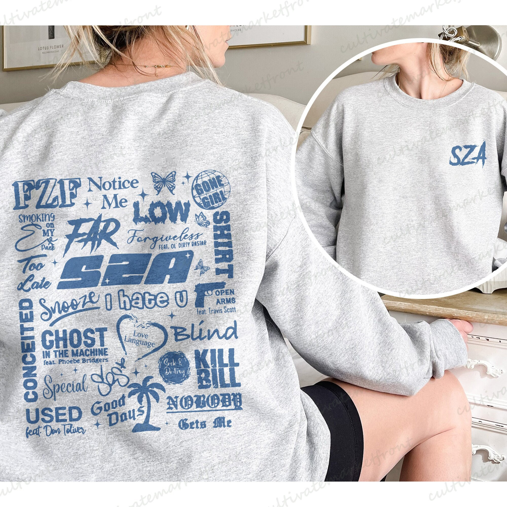 Vintage Sza Full Tracklist Double-Sided Sweatshirt, Sza Good Days Graphic Tee, Sza Merch