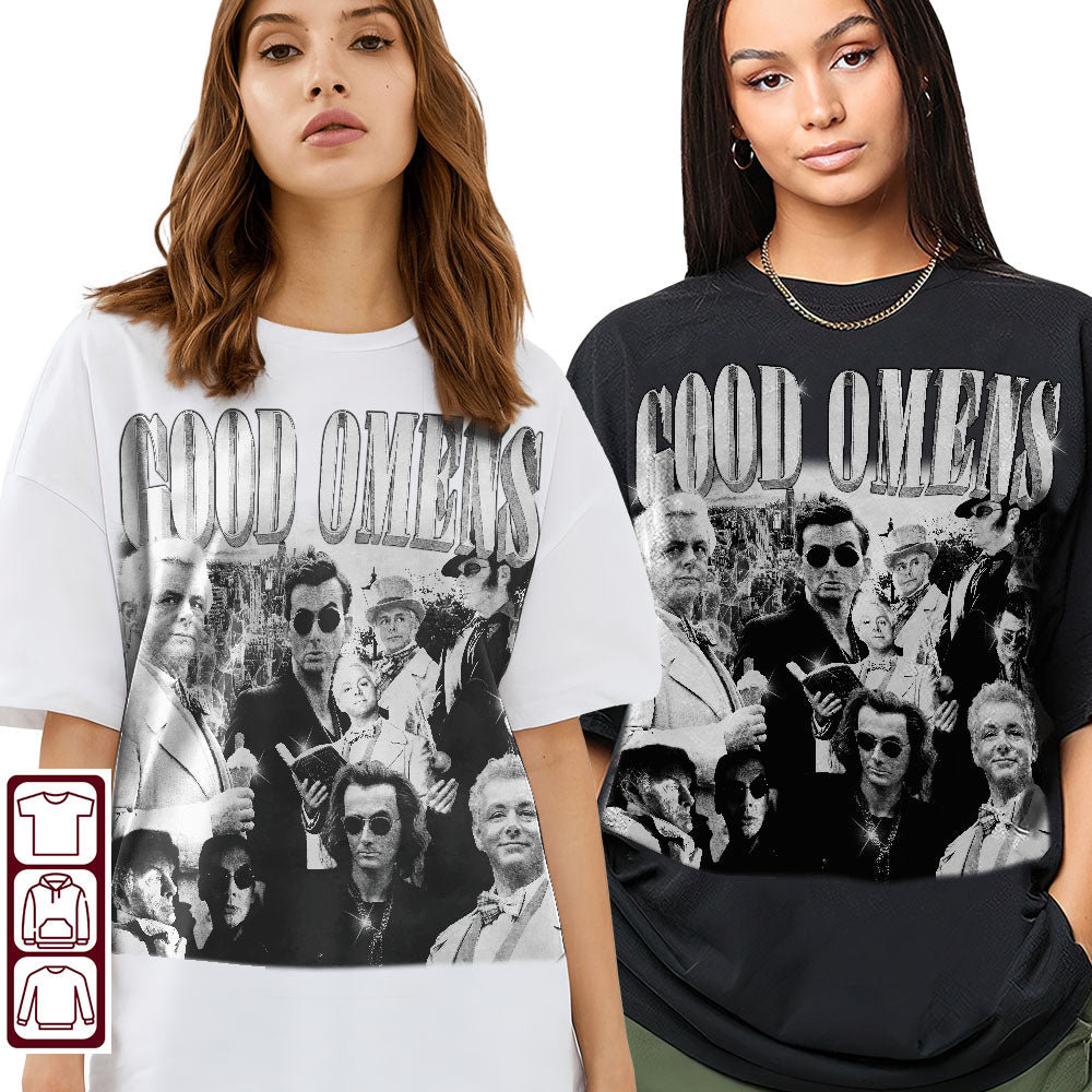 Aziraphale And Crowley 90S Vintage Shirt, Aziraphale And Crowley Shirt, Aziraphale And Crowley Merch, Good Omens Shirt