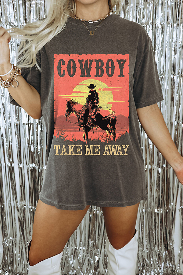 Cowboy Take Me Away T-Shirt, Western Shirt, Vintage Graphic Tee, Boho Shirt, Cowgirl Shirt