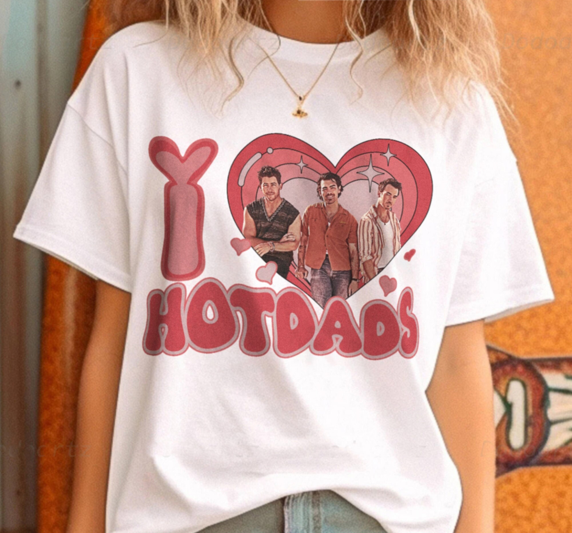 I Love Hotdads Comfort Color Tee, Jonas Brothers Vintage Shirt, Jonas Five Albums One Night Tour Shirt