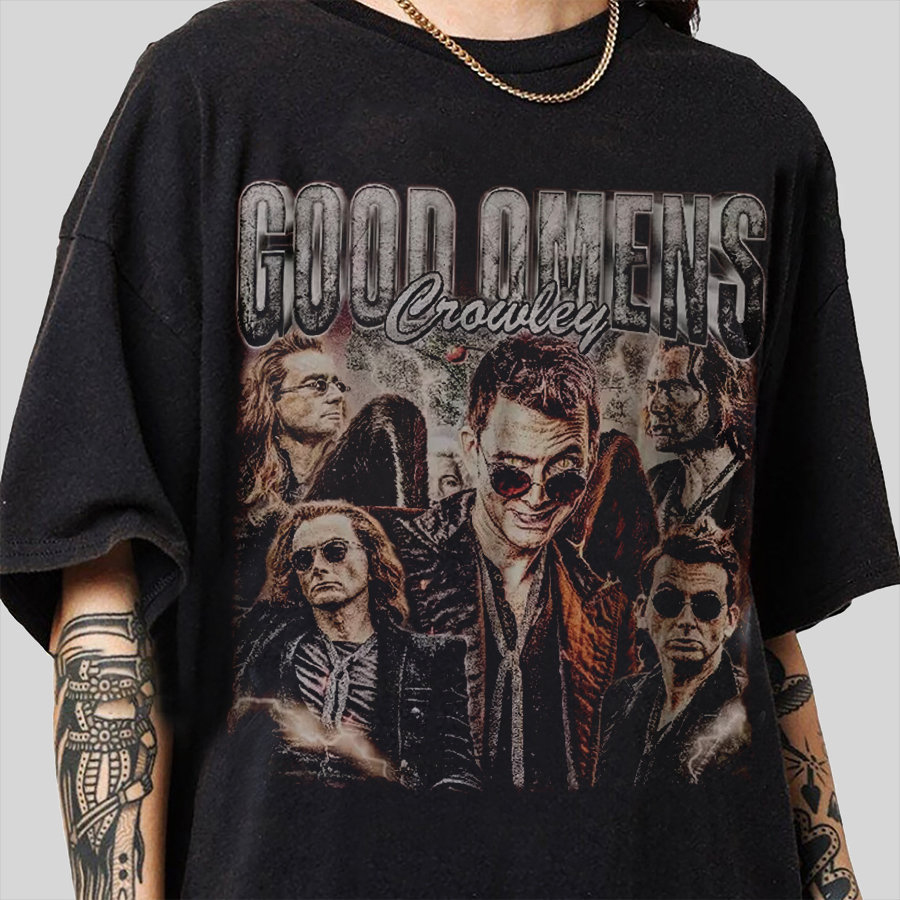 Good Omens Movie Shirt, 90S Y2K Vintage Retro Style SweatShirt, Crowley Movie Bootleg SweatShirt