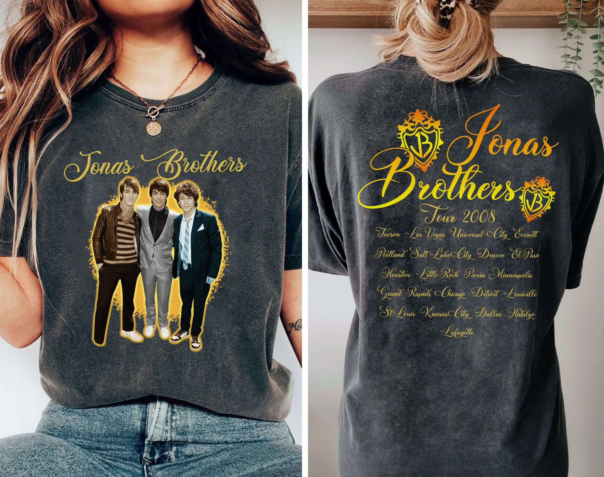 Vintage Jonas Brothers Tour Shirt 2008, Jonas Brothers Tour Shirt, Concert Retro Unisex Gift