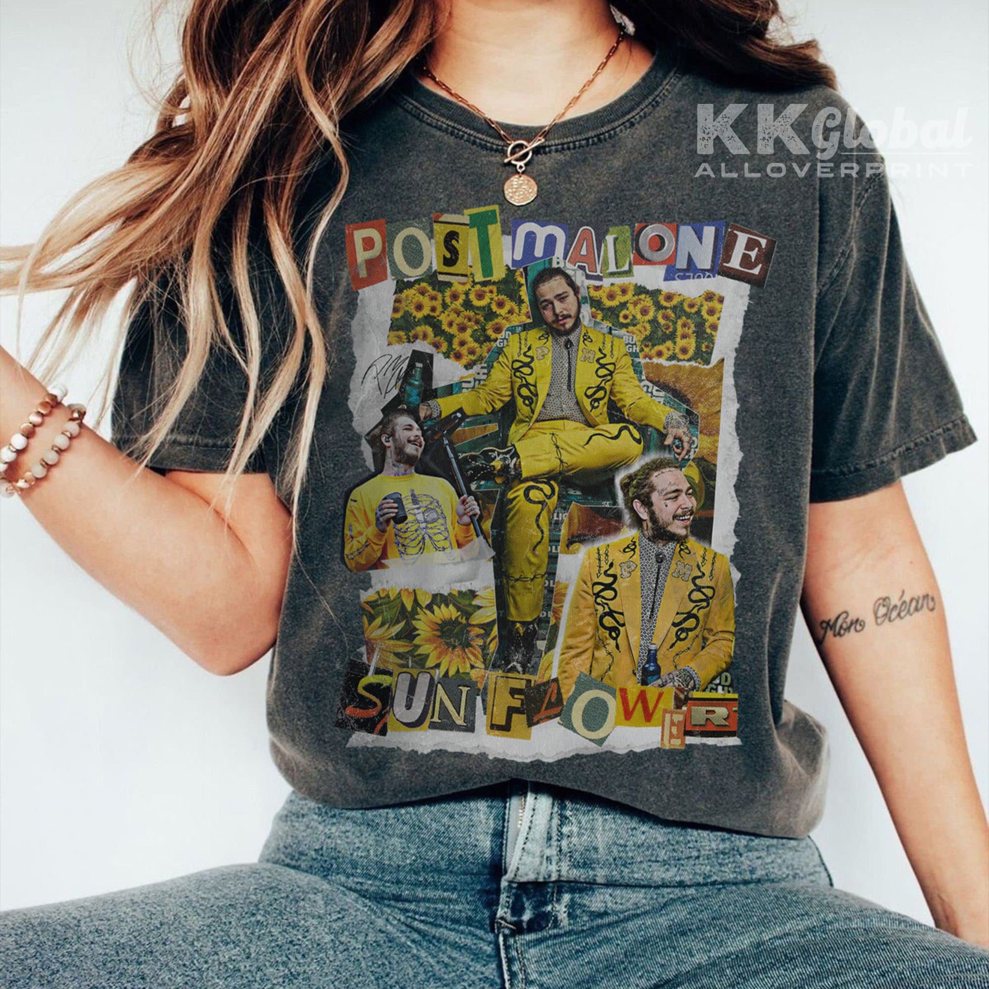 Comfort Color Post Malone Vintage Graphic Tee, Post Malone Merch