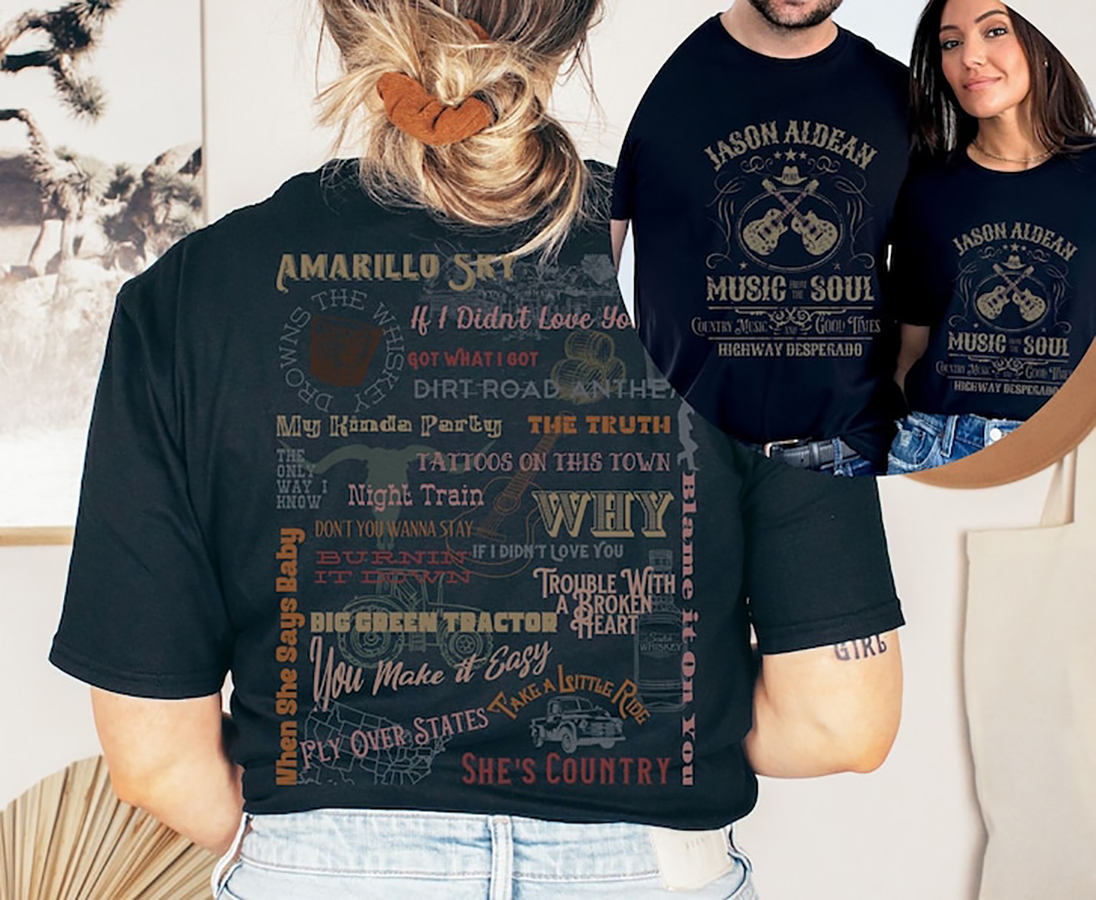 Jason Aldean TShirt, Jason Aldean Tracklist ConcerShirt, Vintage Jason Aldean TShirt, Song Lyrics Fan Gift Merch