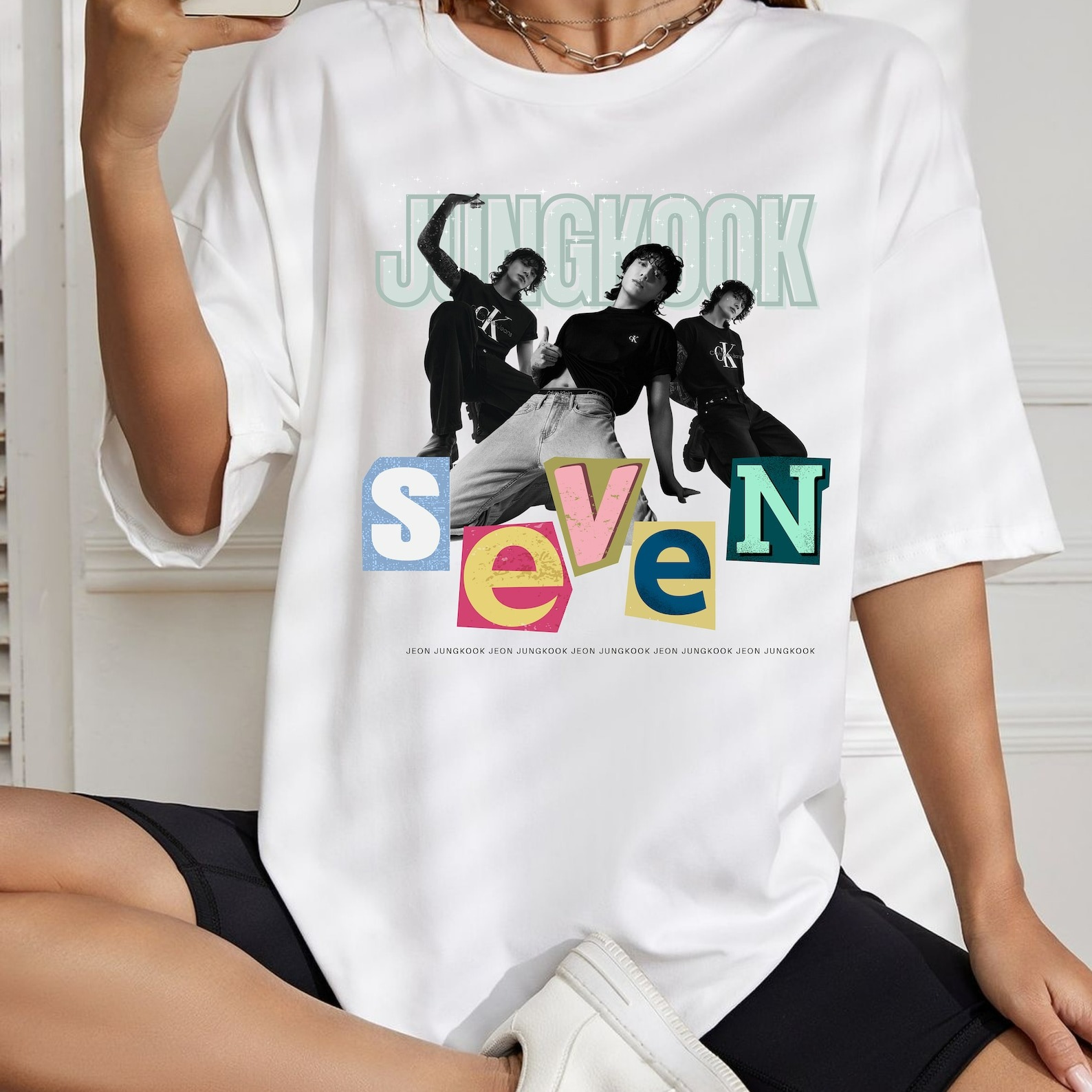 Vintage Jungkook 90S Shirt, Jungkook Calvin Klein, Jungkook Seven Shirt, Jungkook Graphic Shirt