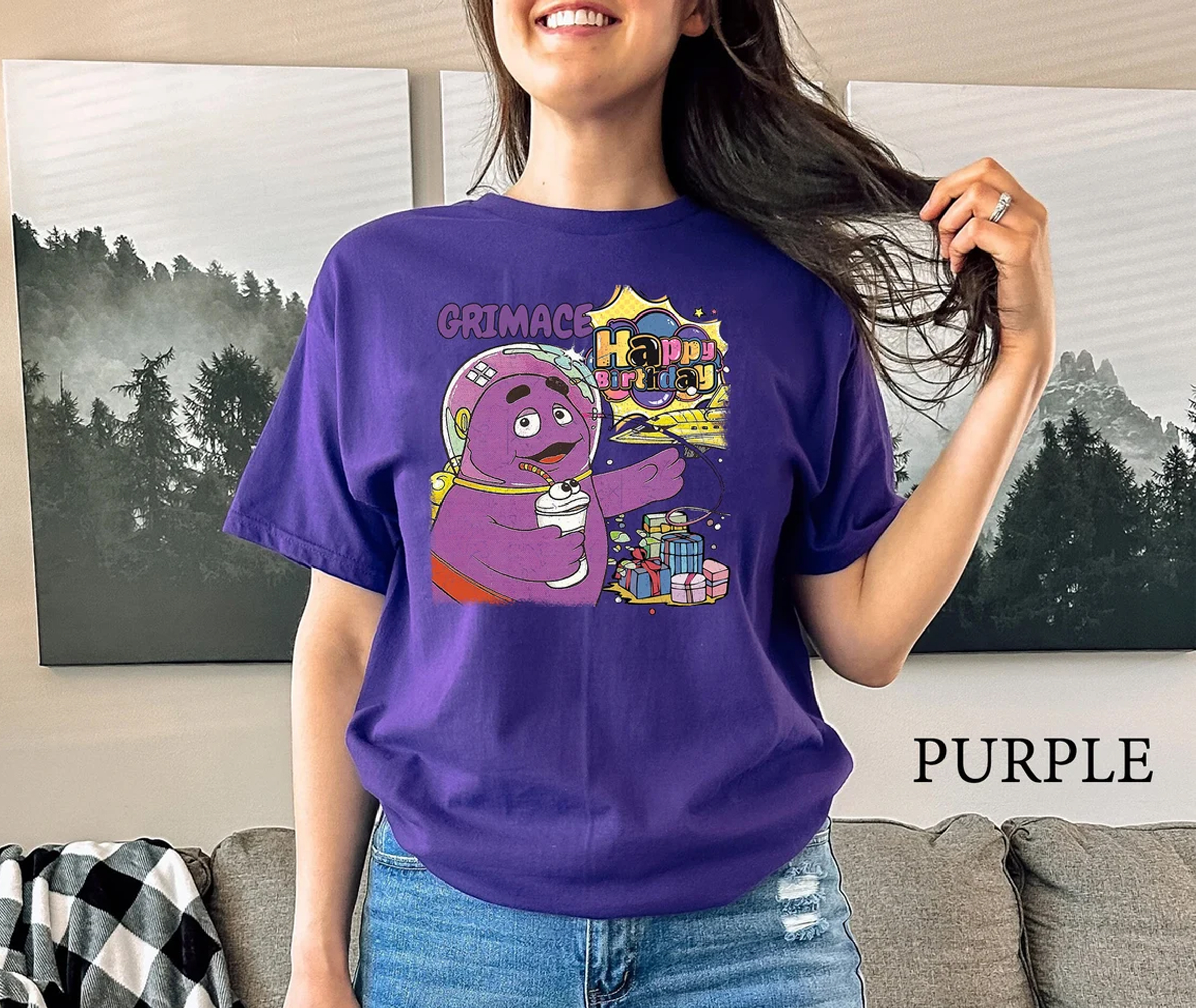 Retro Grimace Shake Shirt, Funny Tik Tok Trend Meme TShirt, Hbd Grimace Hilarious TShirt