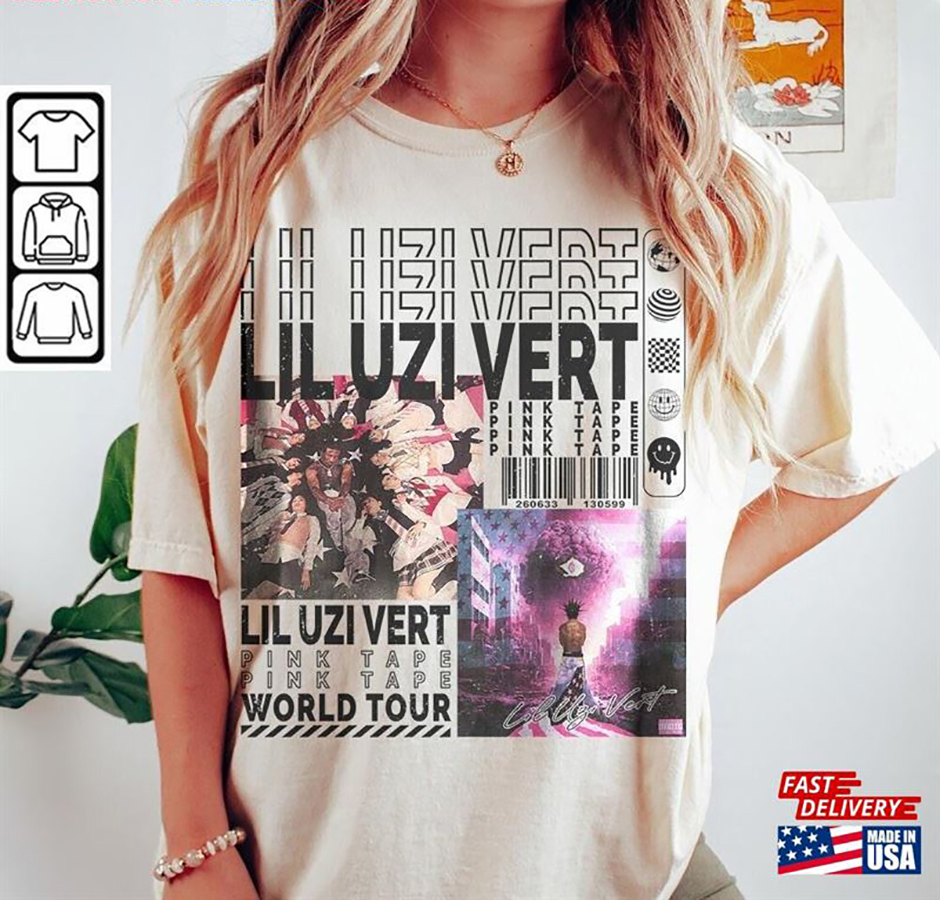 Lil Uzi Vert Rap Shirt Y2K 90S Merch Vintage Pink Tape T-Shirt World Tour Tickets Album American Flag V4 L17 SweatShirt