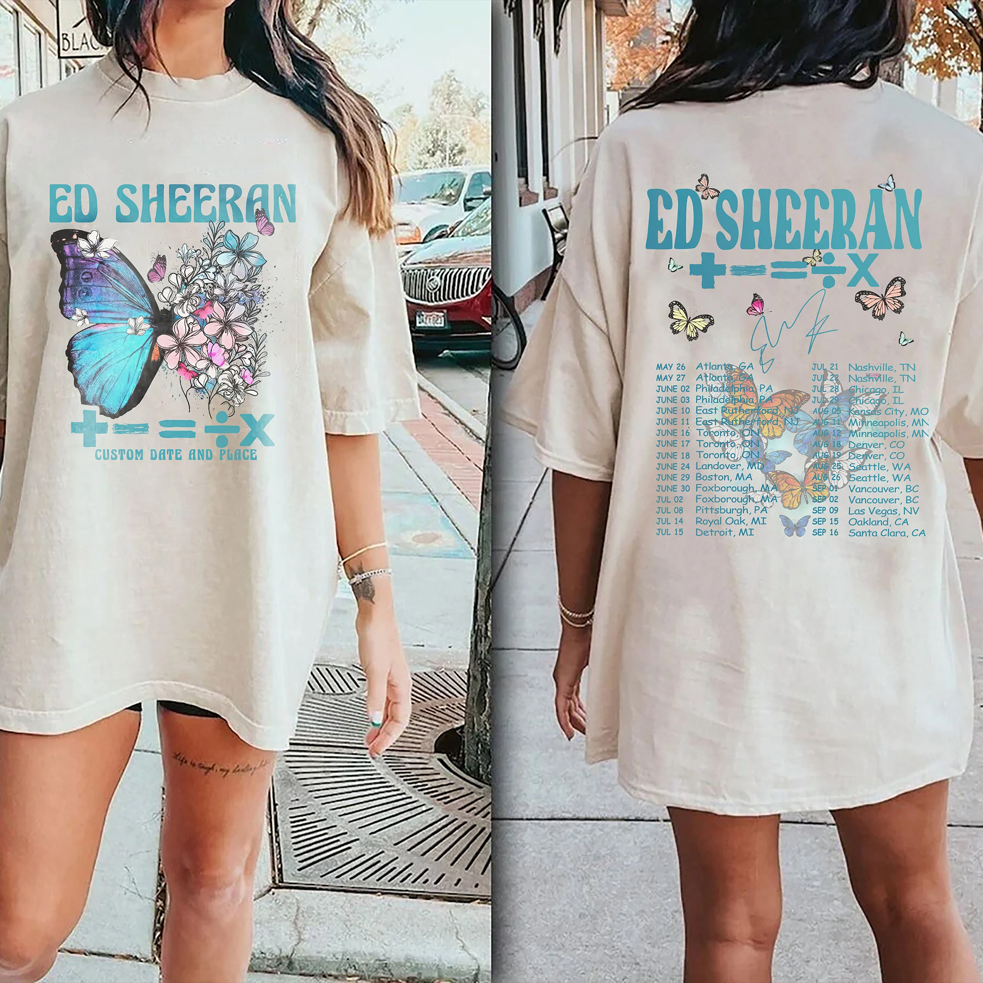Ed Sheeran The Mathematics Tour Comfort Color Shirt, Vintage Ed Sheeran Butterfly Shirt, Custom Shirt