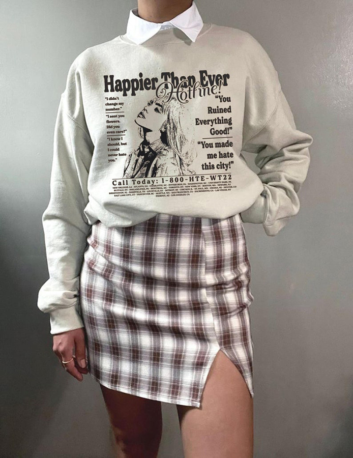 Billie Sweatshirt, Happier Than Ever Vintage Sweatshirt