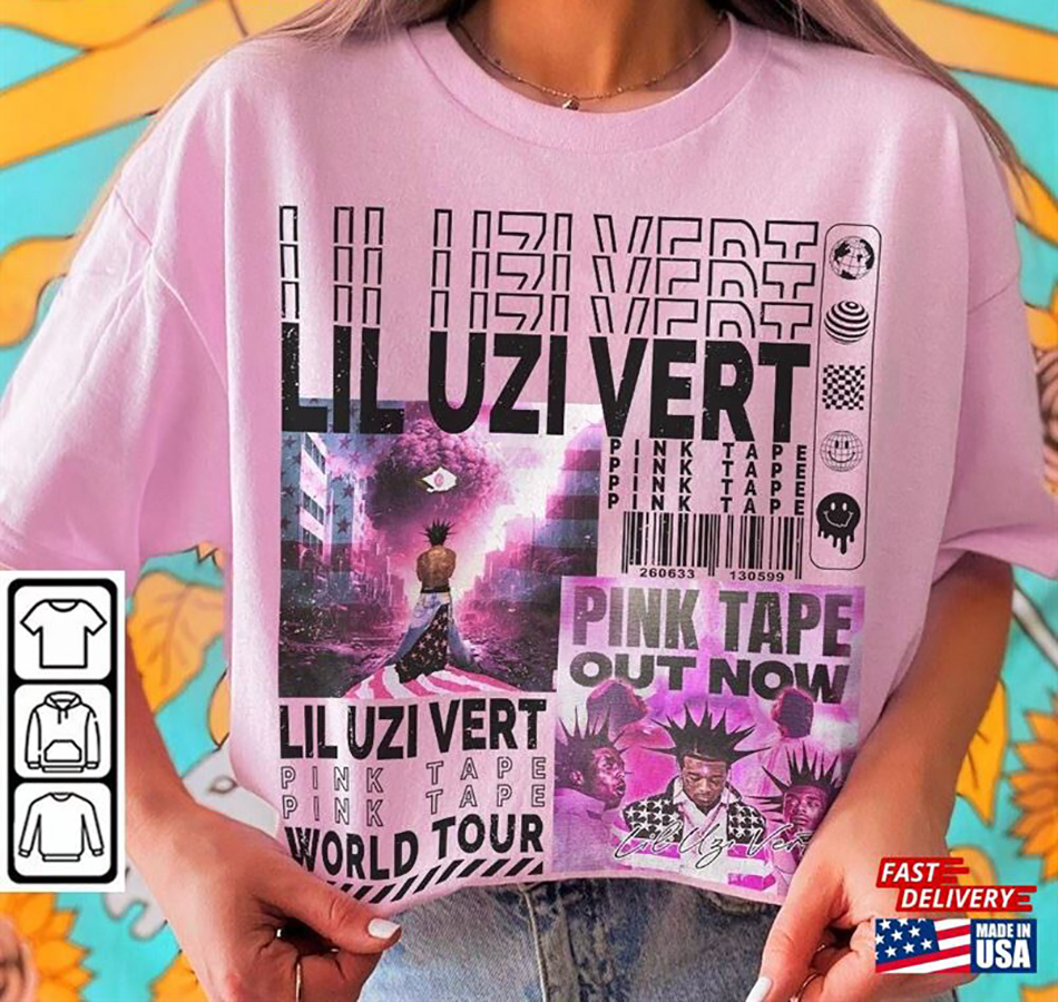 Lil Uzi Vert Rap Shirt Y2K 90S Merch Vintage Pink Tape T-Shirt World Tour Tickets Album American Flag V4 L17 SweatShirt