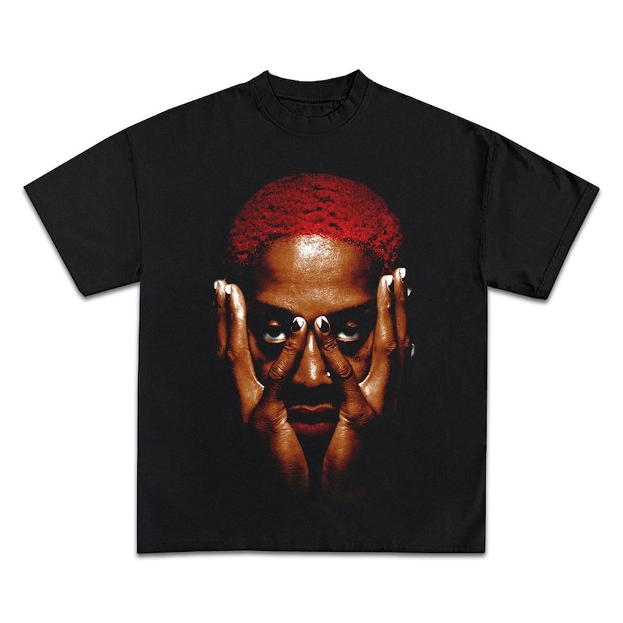 Dennis Rodman T-Shirt, Red Rare Homage Vintage Rap Tee Hip Hop Style