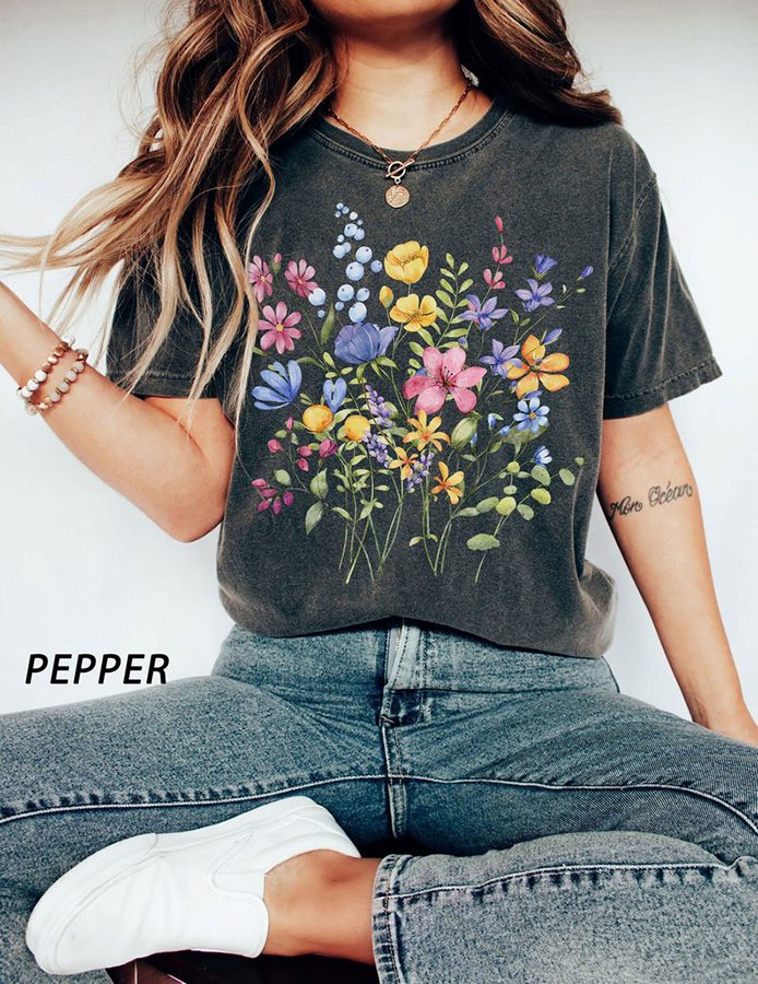  Vintage Wildflower Shirt, Flower Shirt