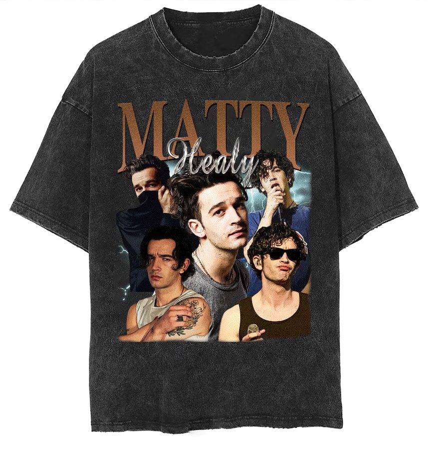 Matty Healy Vintage Washed T-Shirt, Pop Rock Band Shirt