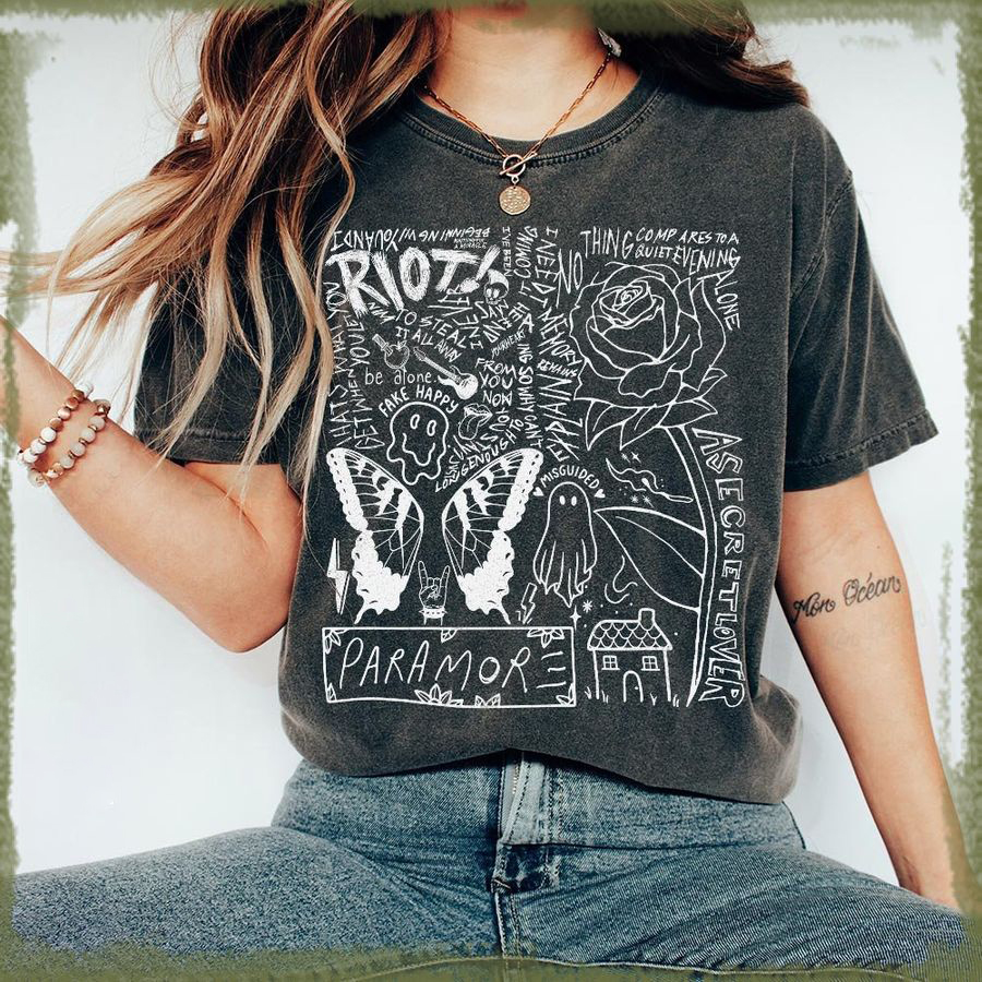 Paramore Doodle Art , Vintage Paramore Album Lyrics Merch Tee, Retro Paramore Tattoo Tour 
