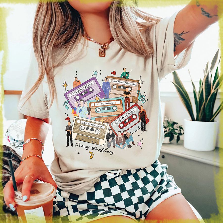 Retro Jonas Brothers Cassette Shirt, Nick Joe Kevin Jonas TShirt, Retro Five Albums One Night Tour Shirt