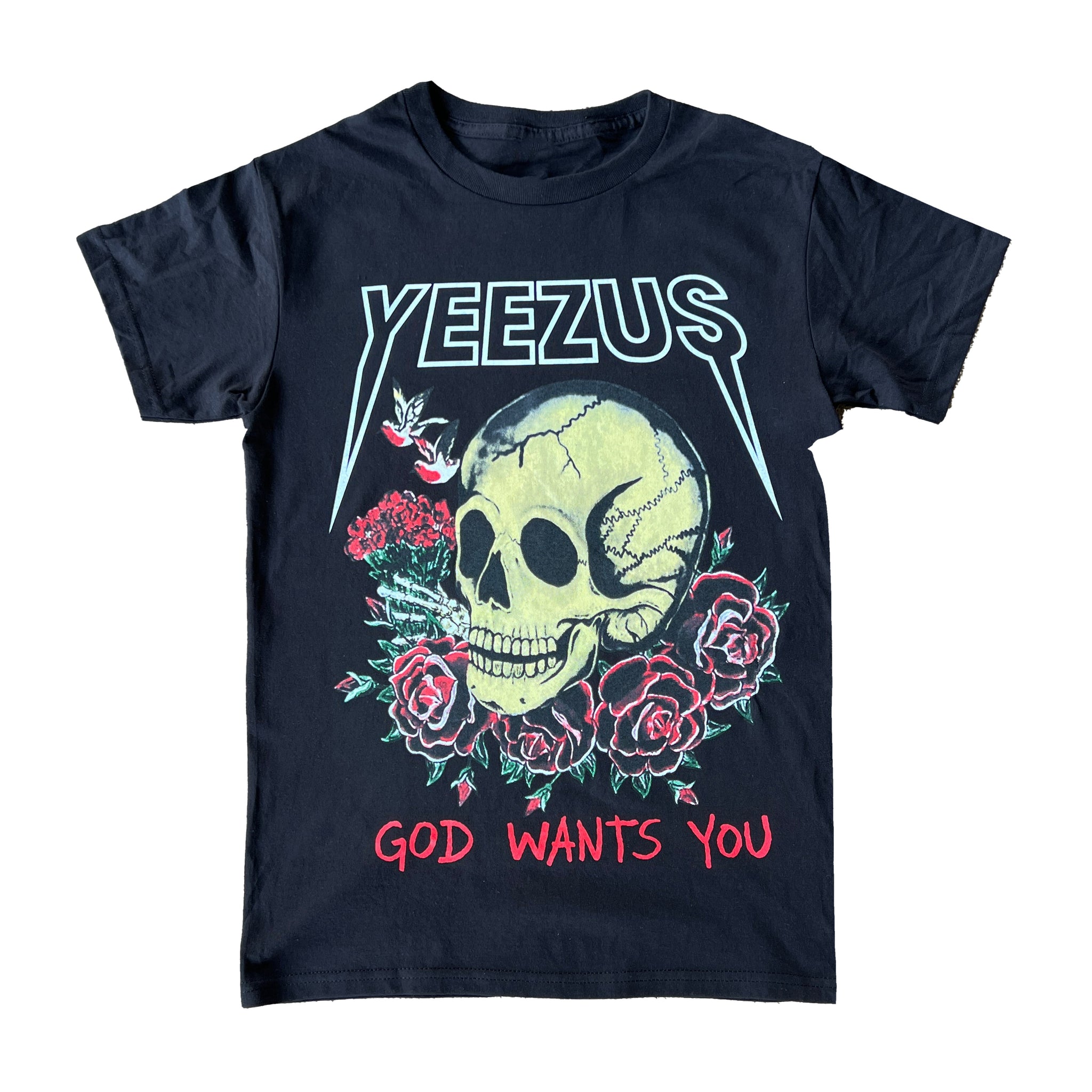 Yeezus Skull Roses Graphic Shirt