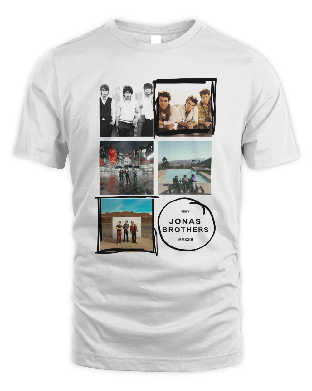 Merch Jonas Brothers Tour 5 Albums Every Night White Shirt