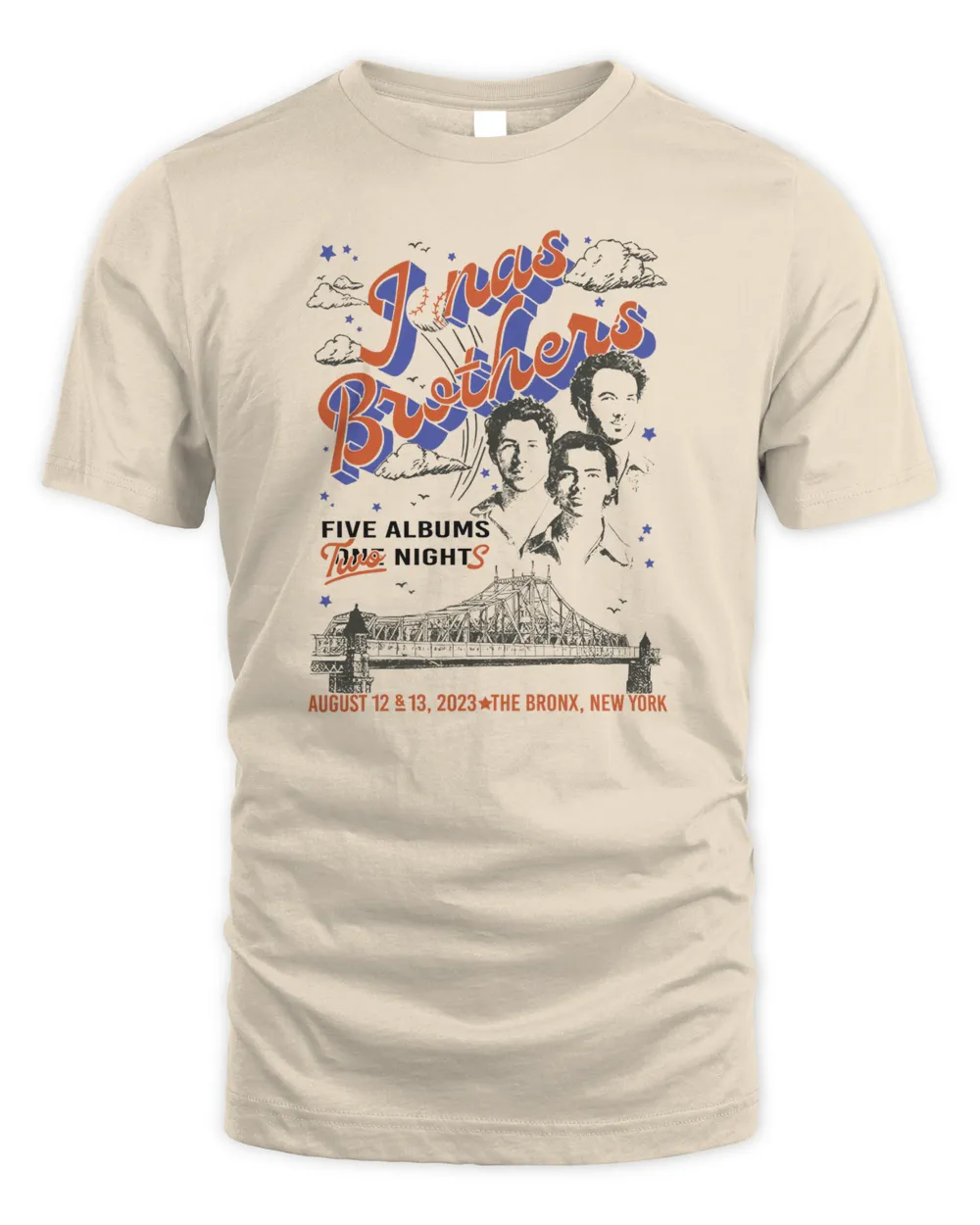 Jonas Brothers Merch Store Five Albums Two Nights August 12-13 The New York Stadium Shirt