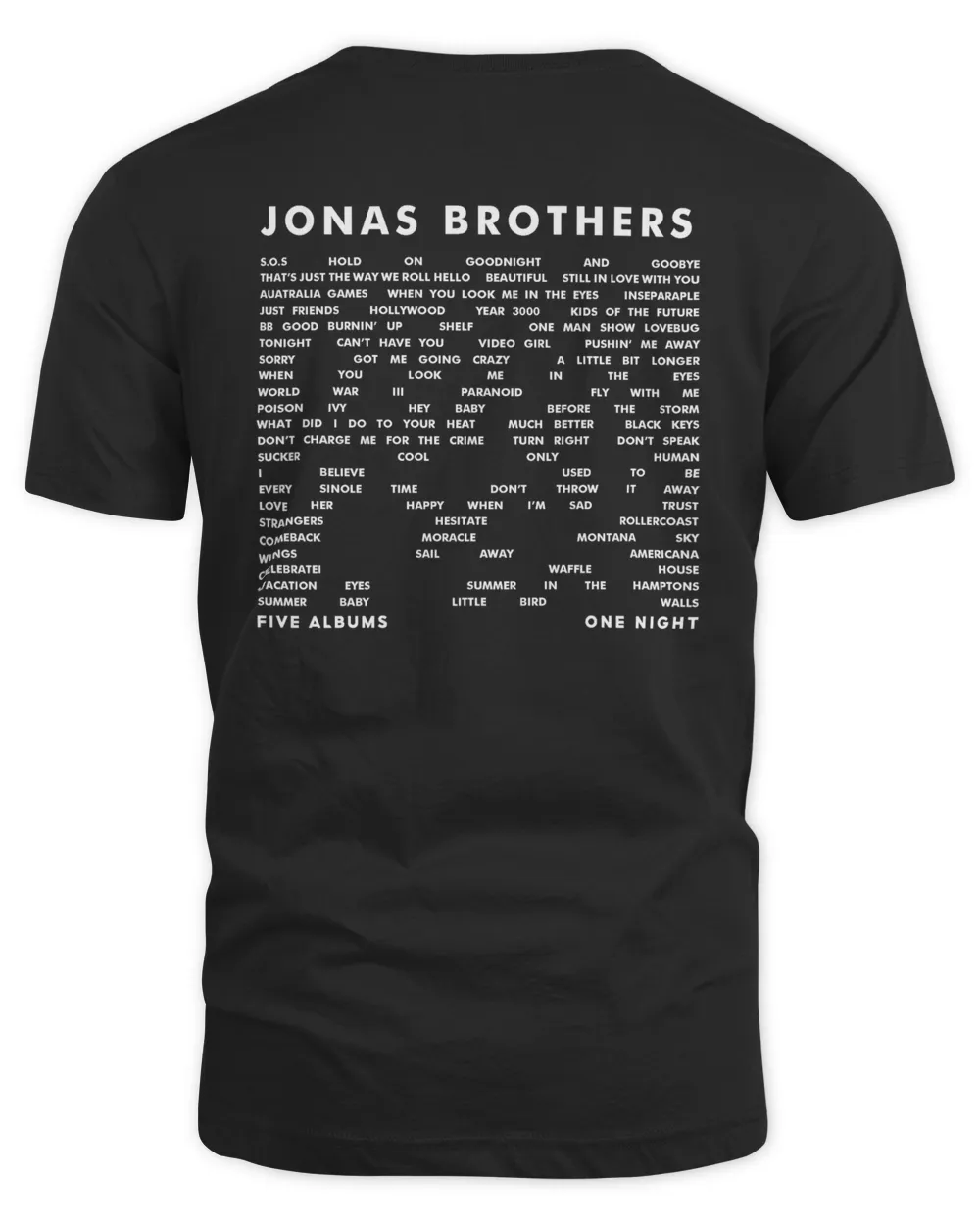 Jonas Brothers Store The Tracklist Five Albums One Night Merch