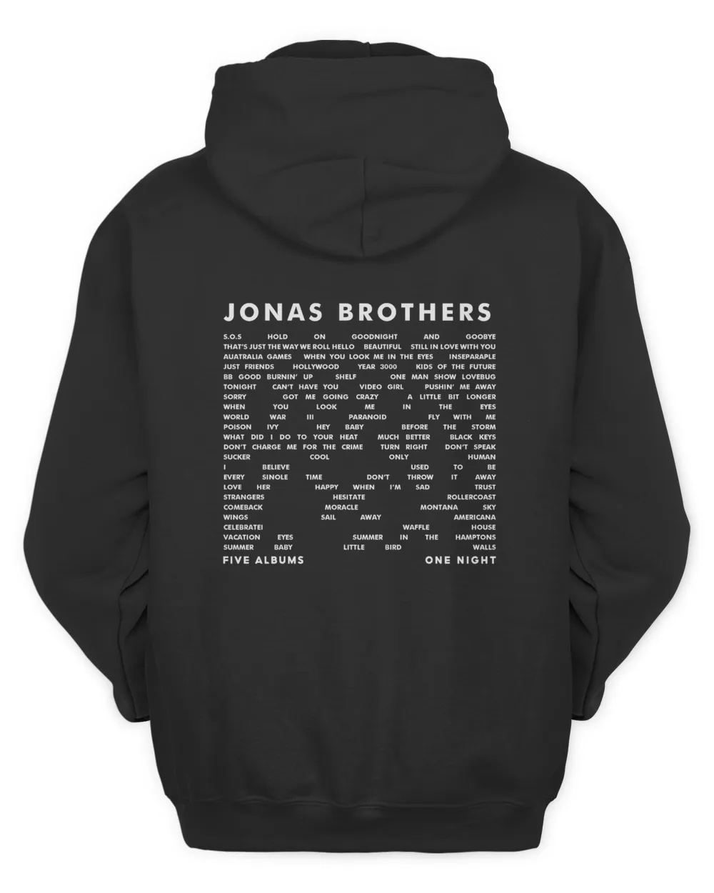 Jonas Brothers Store The Tracklist Five Albums One Night Merch Hoodie 