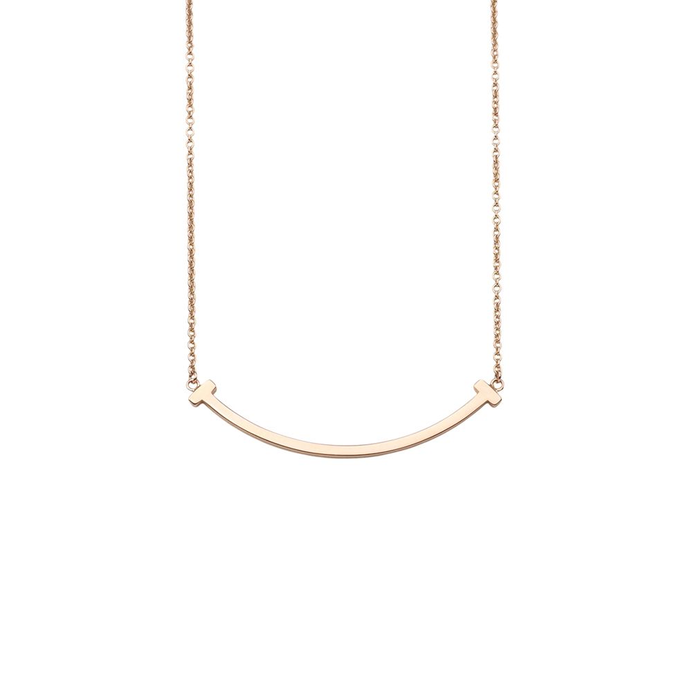 Tiffany & Co Rose Gold T Smile Small Pendant Necklace 39189432 134354216