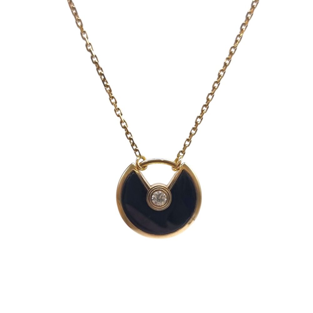 Cartier Amulette Onyx Pendant Necklace with 1 Diamond 41 cm CAB042511 134552344